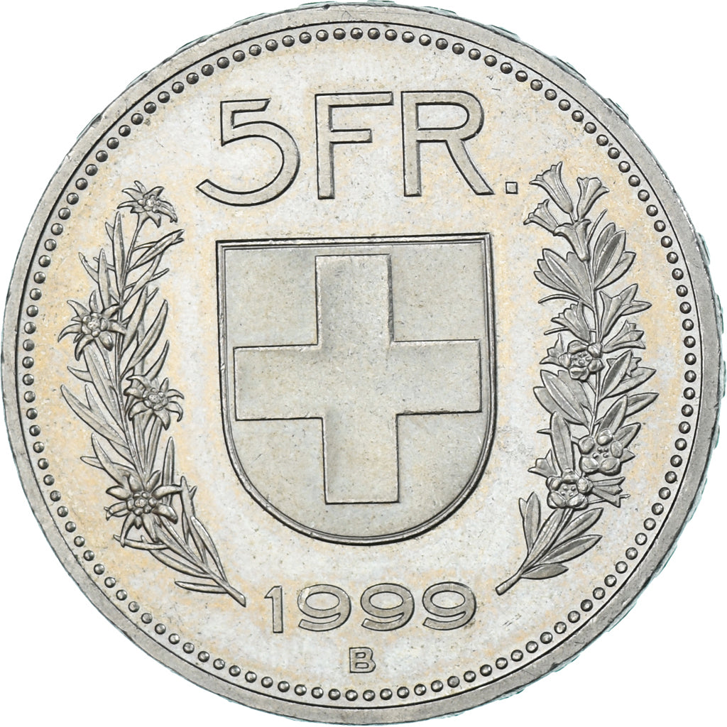 Moneda, Suiza, 5 Francs, 1999