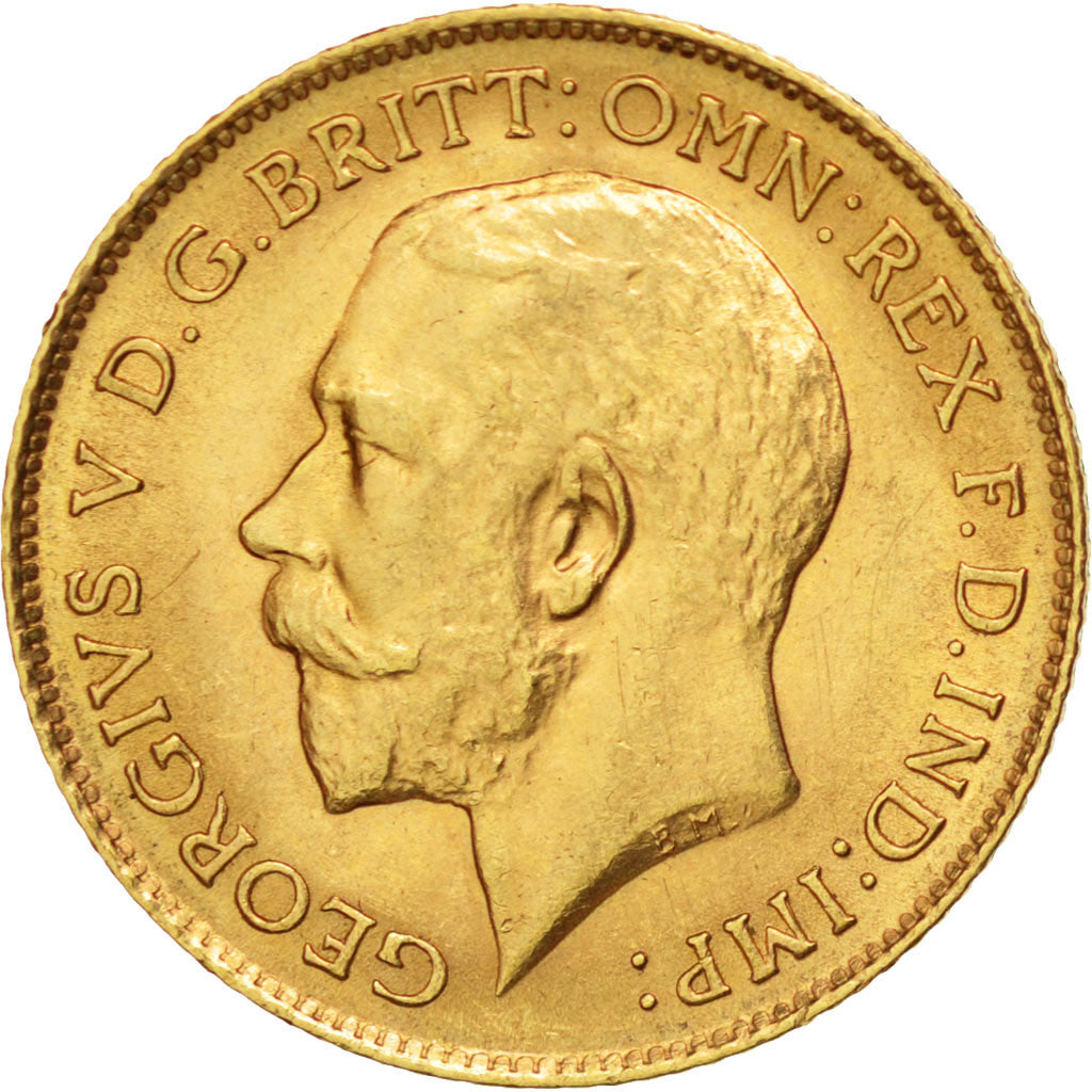 GREAT BRITAIN, 1/2 Sovereign, 1913, KM #819, AU(55-58), Gold, 4.00