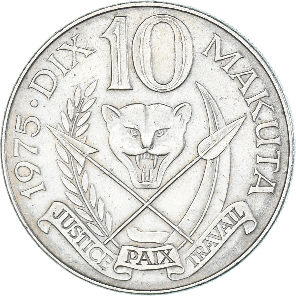 Moneda, Zaire, 10 Makuta, 1975