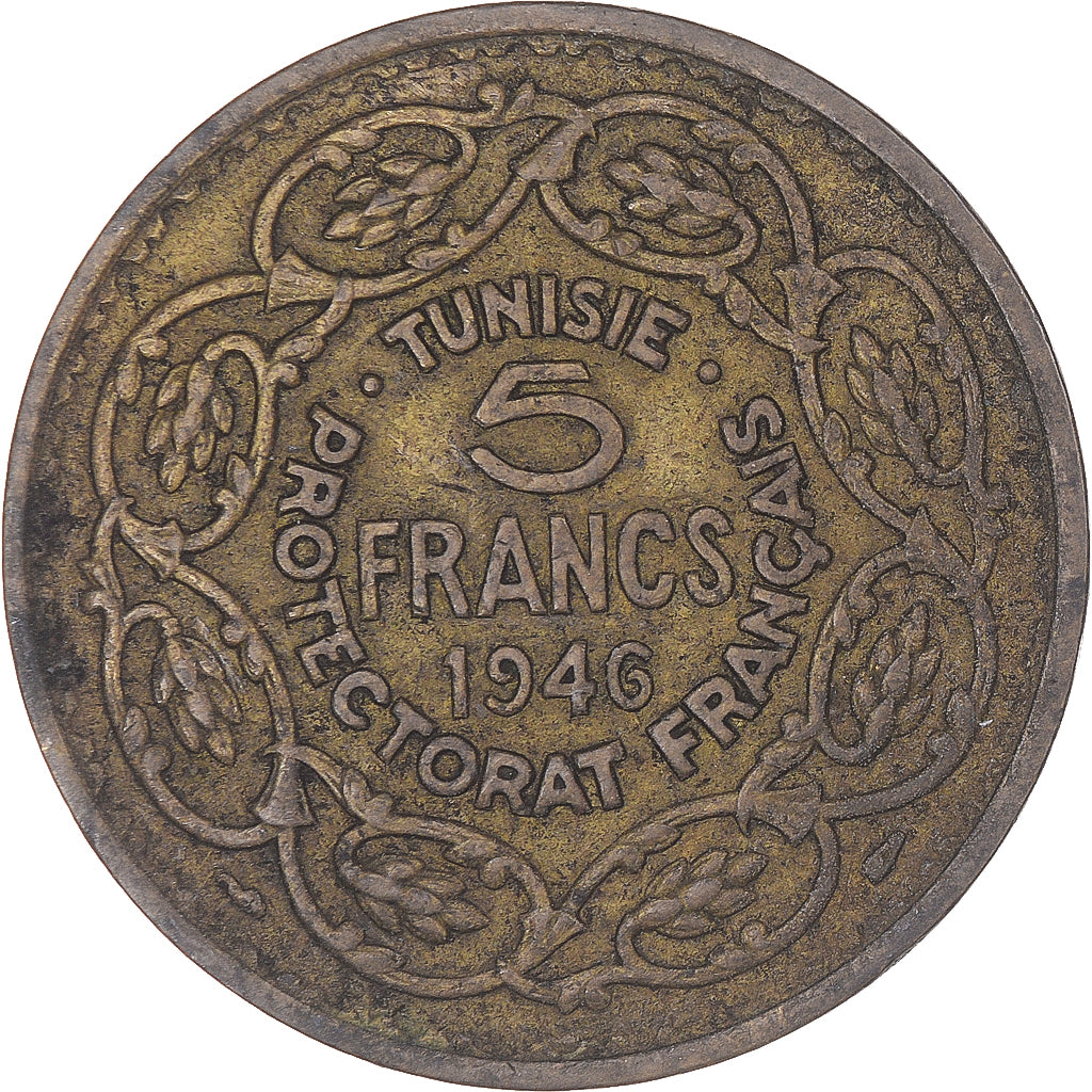 Moneta, Tunisia, 5 Francs, 1946