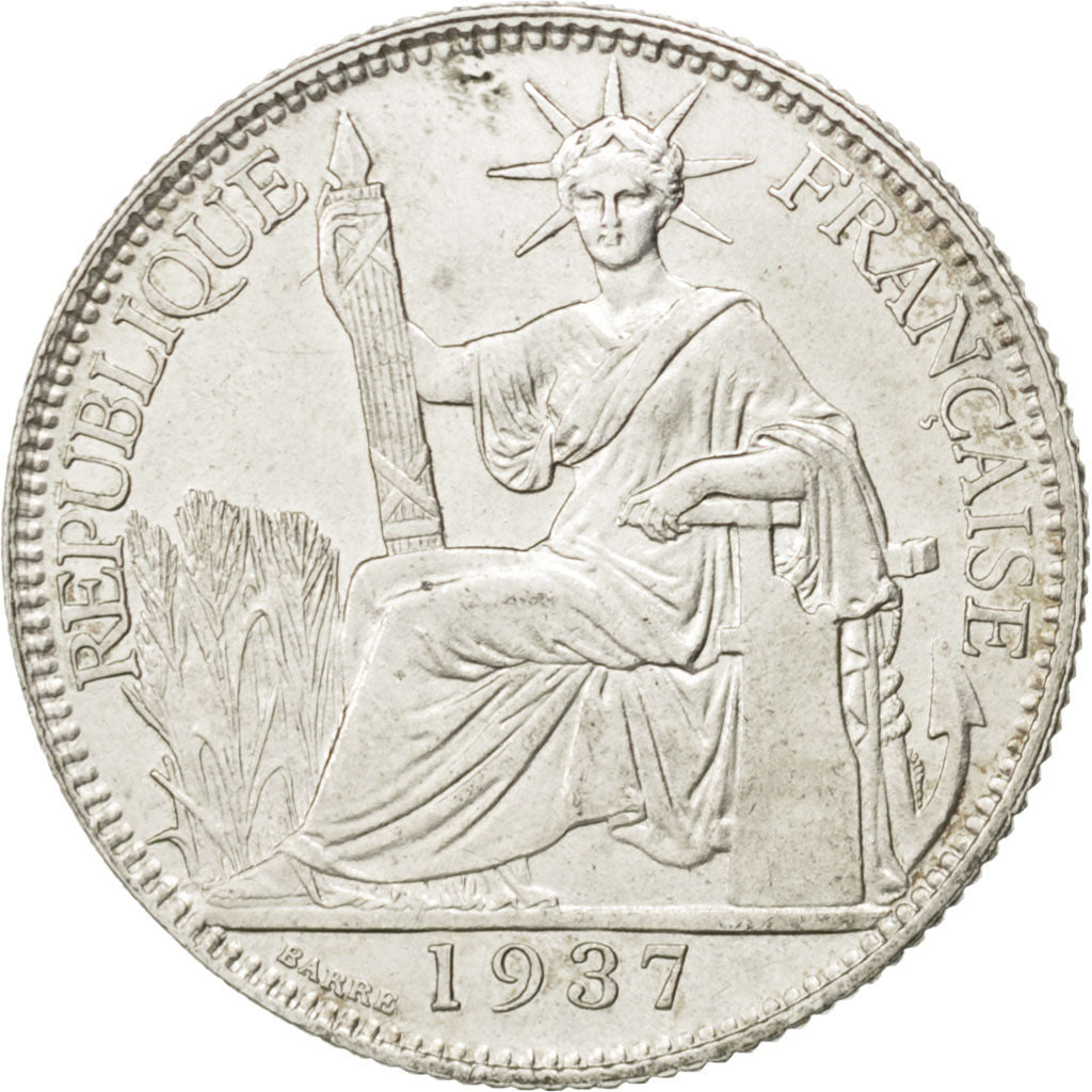 Indocina francese, 20 Cents, 1937, Paris, SPL, Argento, KM:17.2