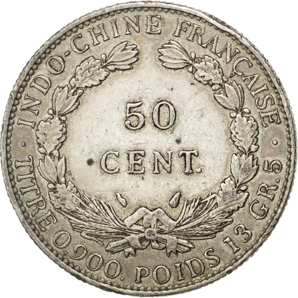 Indocina francese, 50 Cents, 1936, Paris, BB, Argento, KM:4a.2