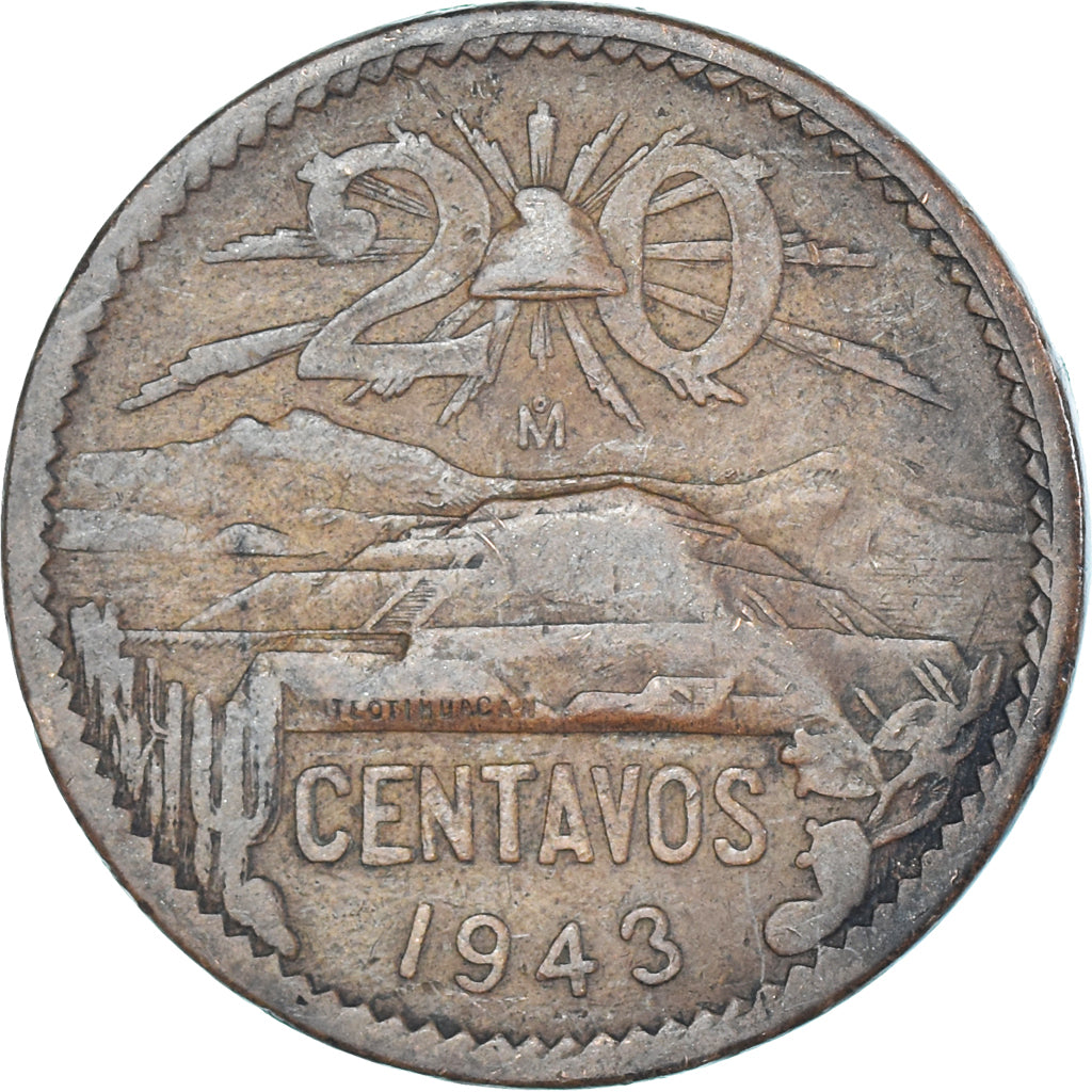 Moneda, México, 20 Centavos, 1943