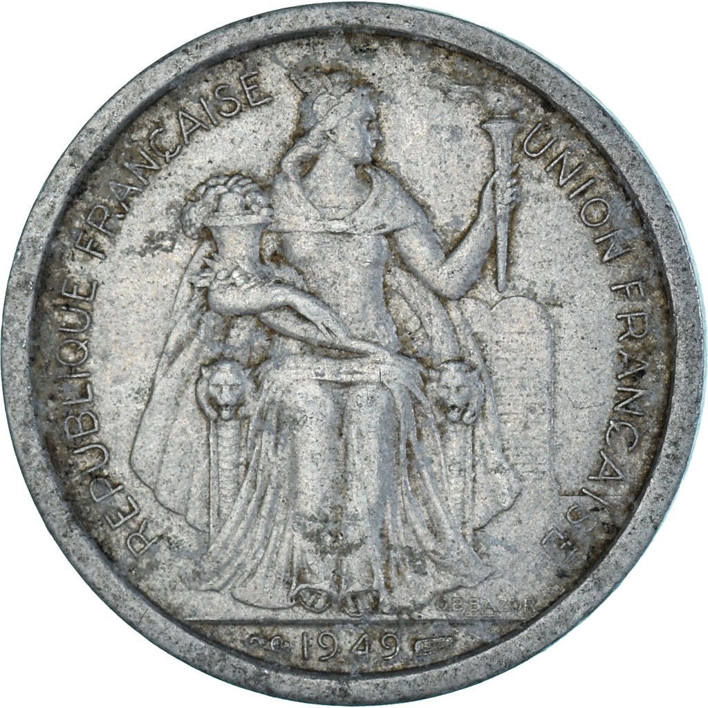 Münze, Oceania, 2 Francs, 1949