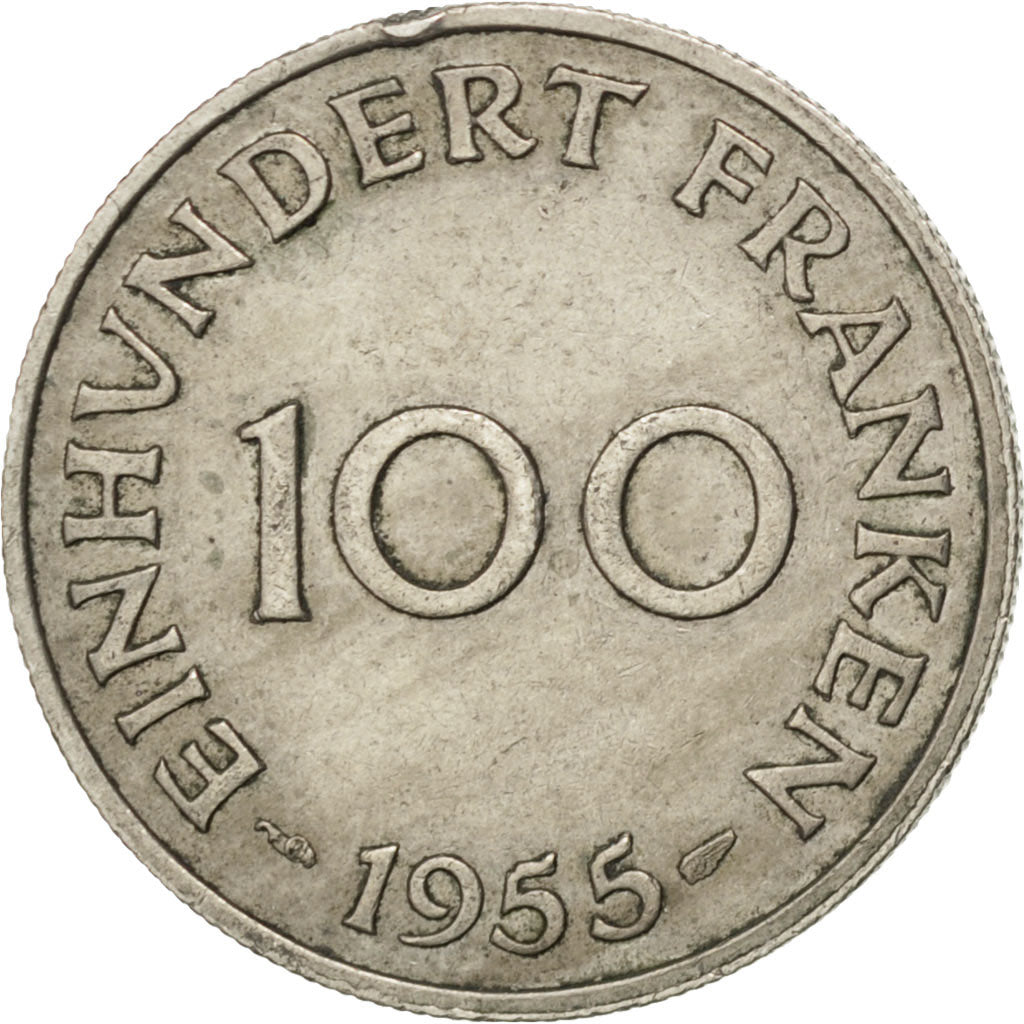 SAARLAND, 100 Franken, 1955, Paris, BB, Rame-nichel, KM:4