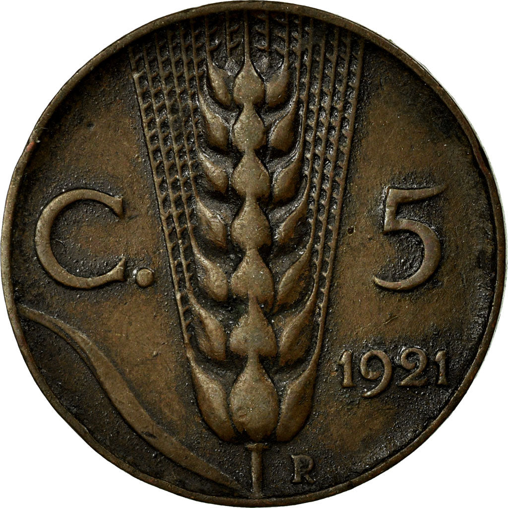 Coin, Italy, Vittorio Emanuele III, 5 Centesimi, 1921, Rome, EF(40-45), Bronze