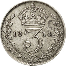 GREAT BRITAIN, 3 Pence, 1914, KM #813, EF(40-45), Silver, 16, 1.40