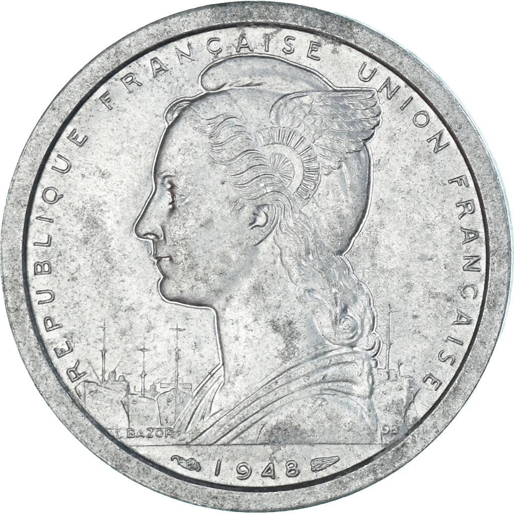 Munten, Madagascar, 2 Francs, 1948