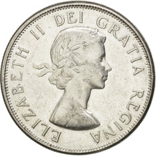 CANADA, 50 Cents, 1960, Royal Canadian Mint, KM #56, AU(55-58), Silver, 29.7,...