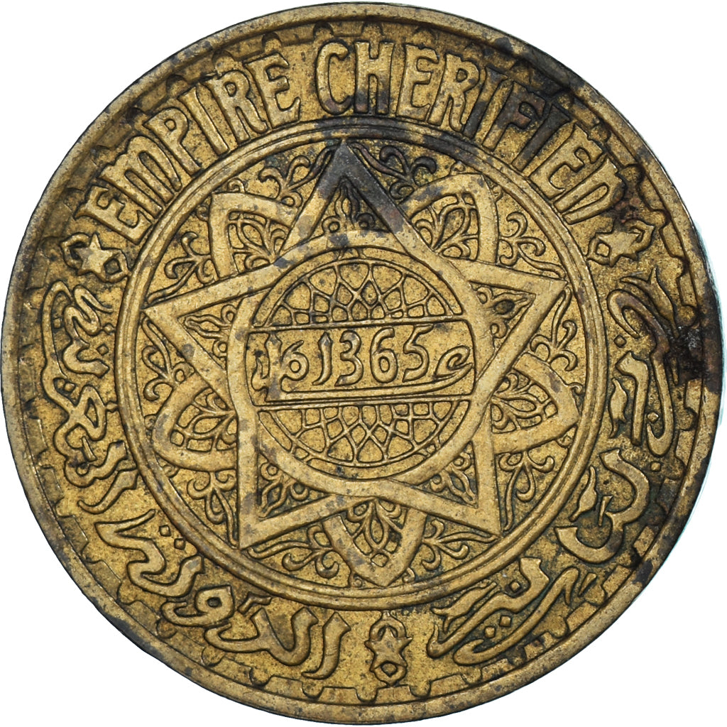 Moeda, Marrocos, 5 Francs, 1365