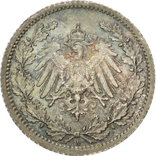 GERMANY - EMPIRE, 1/2 Mark, 1913, Berlin, KM #17, MS(63), Silver, 20, 2.77