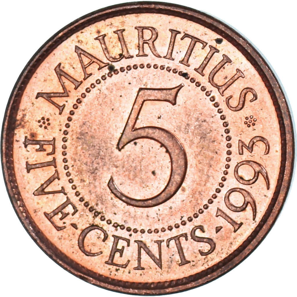 Monnaie, Maurice, 5 Cents, 1993