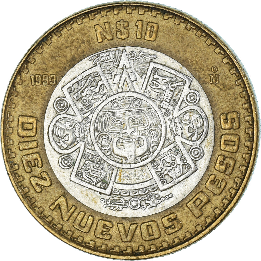 Coin, Mexico, 10 Nuevo Pesos, 1993