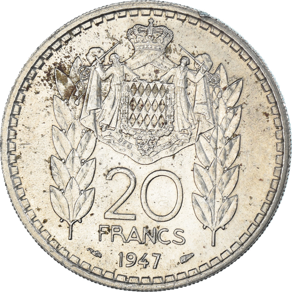 Munten, Monaco, 20 Francs, Vingt, 1947