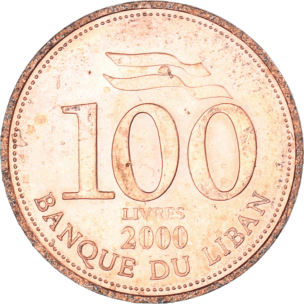 Coin, Lebanon, 100 Livres, 2000