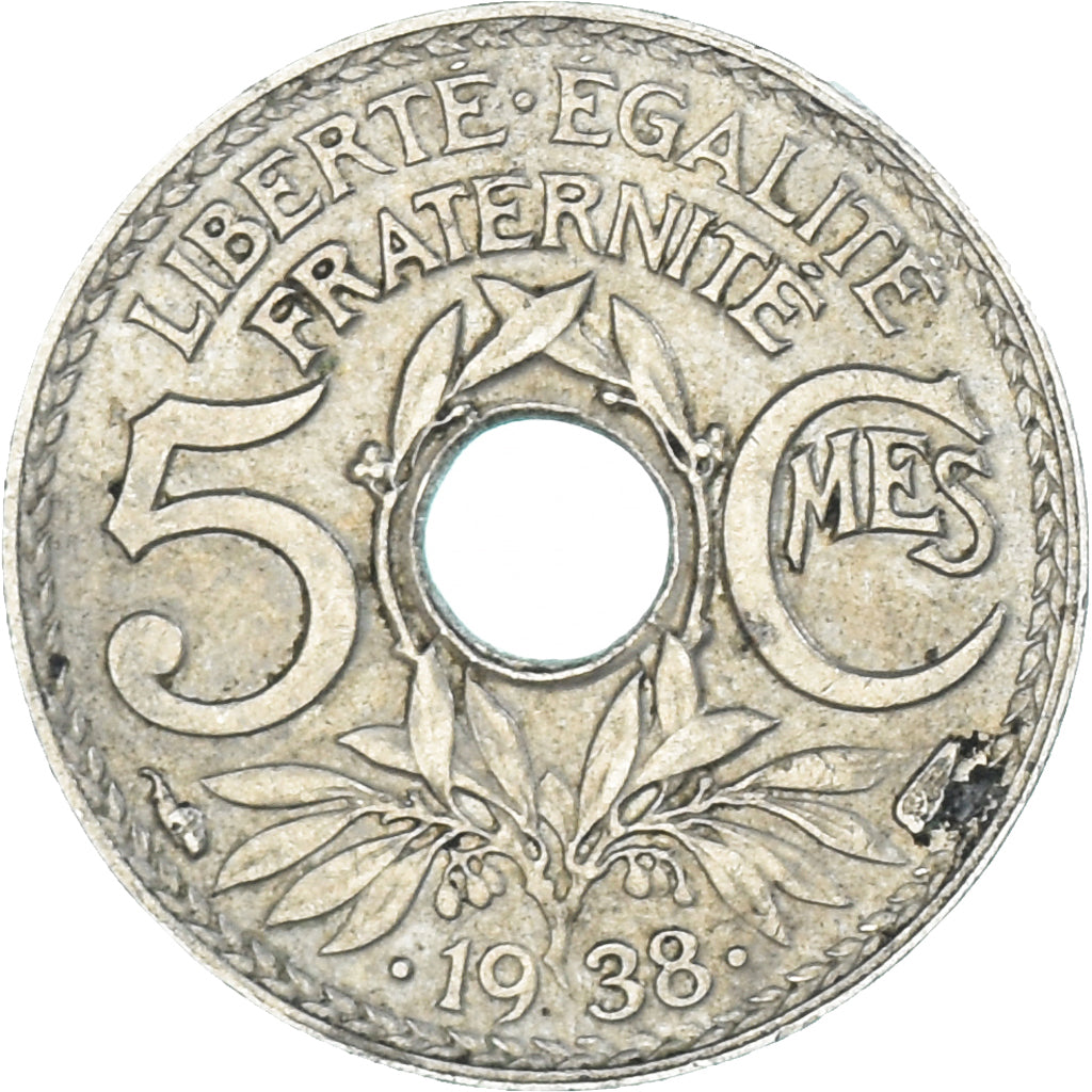 Moeda, França, 5 Centimes, 1938