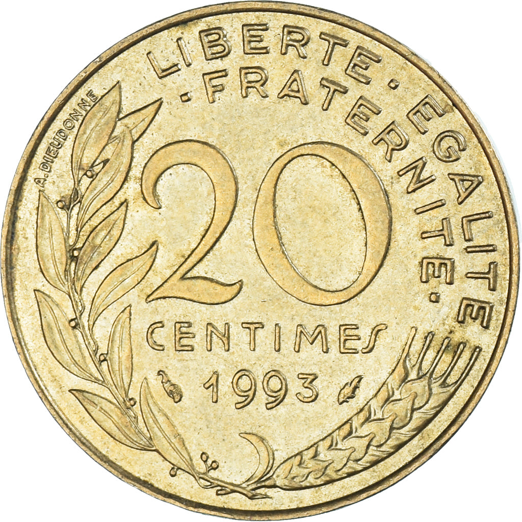 Moneta, Francja, 20 Centimes, 1993