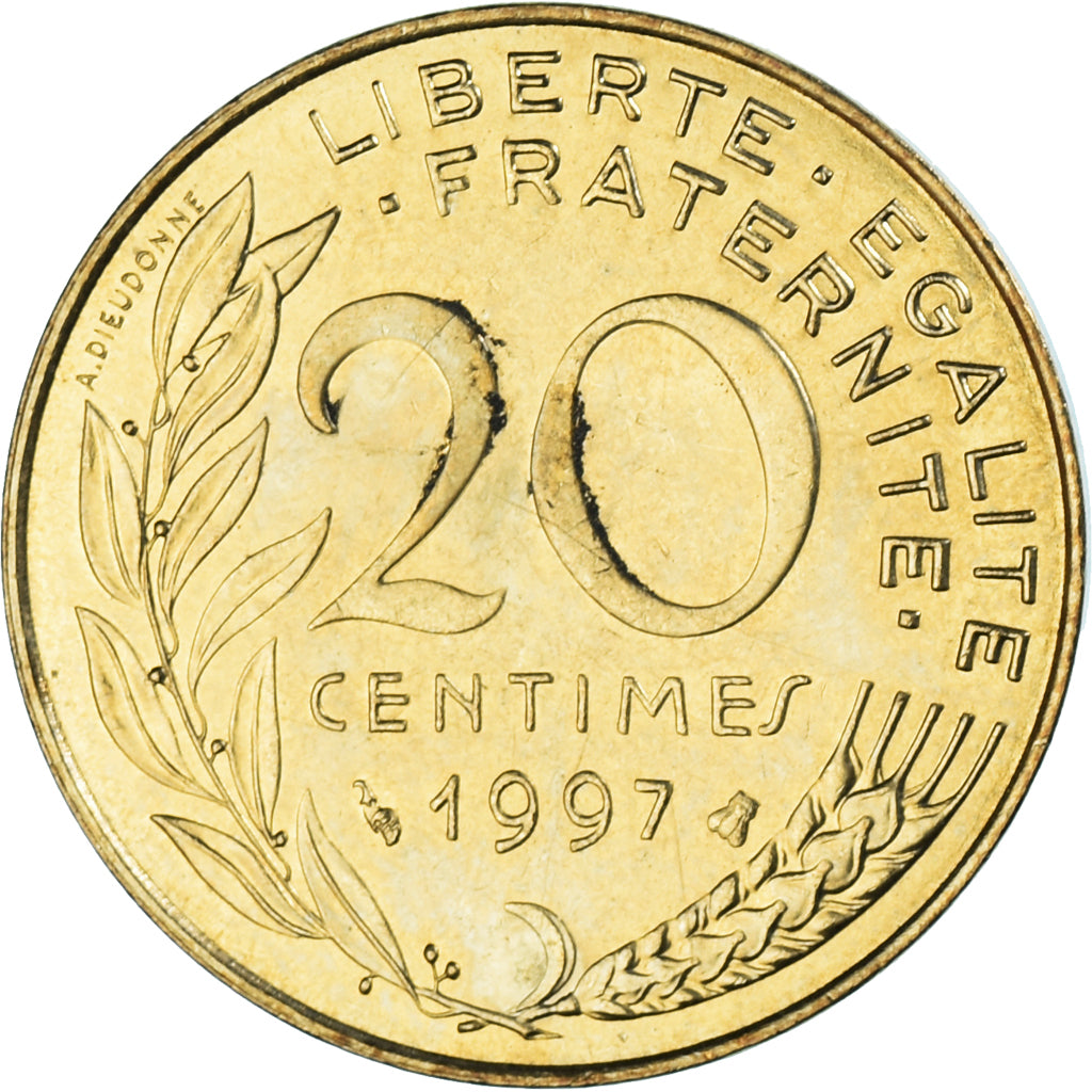 Moneta, Francja, 20 Centimes, 1997