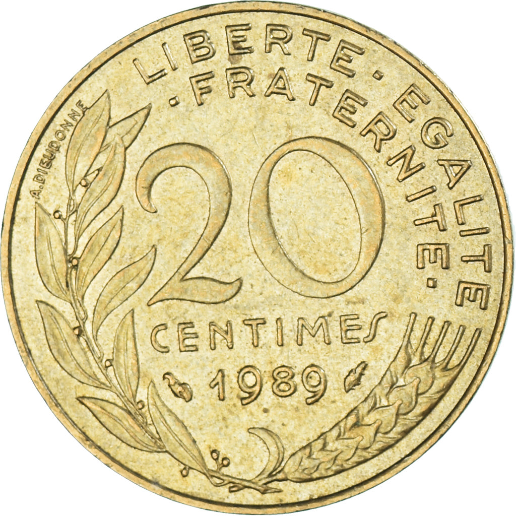 Moneta, Francja, 20 Centimes, 1989