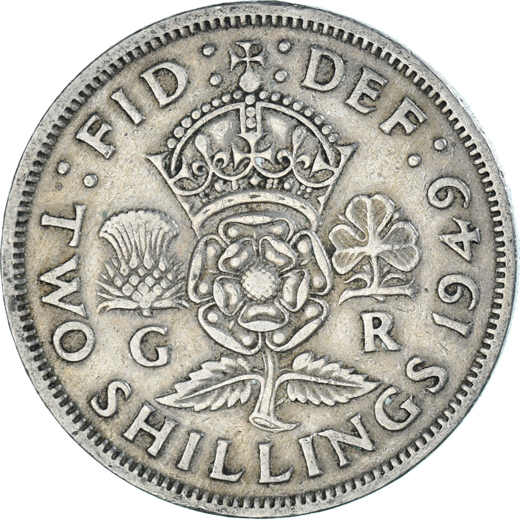 Monnaie, Grande-Bretagne, Florin, Two Shillings, 1949