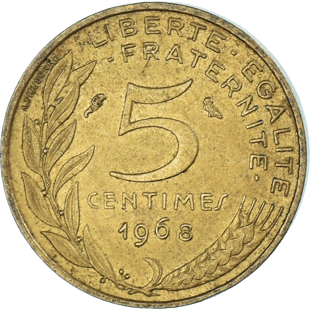 Coin, France, 5 Centimes, 1968
