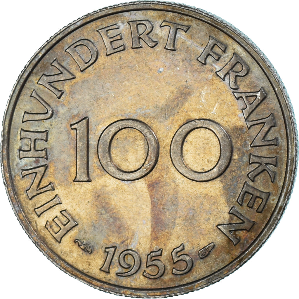 Coin, SAARLAND, 100 Franken, 1955