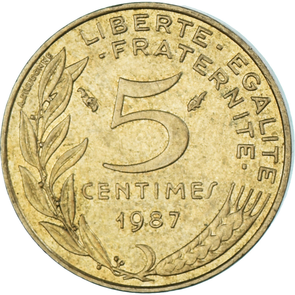 Coin, France, 5 Centimes, 1987