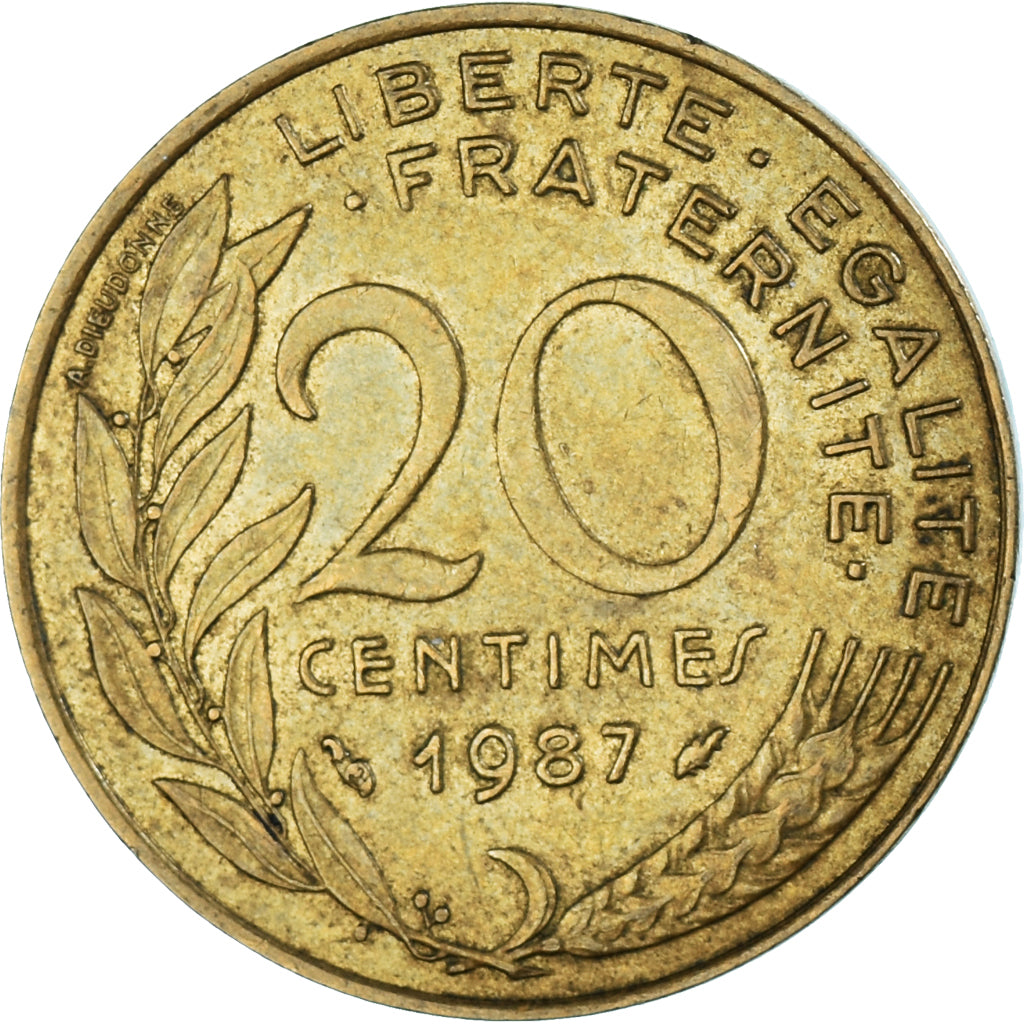 Moneta, Francja, 20 Centimes, 1987