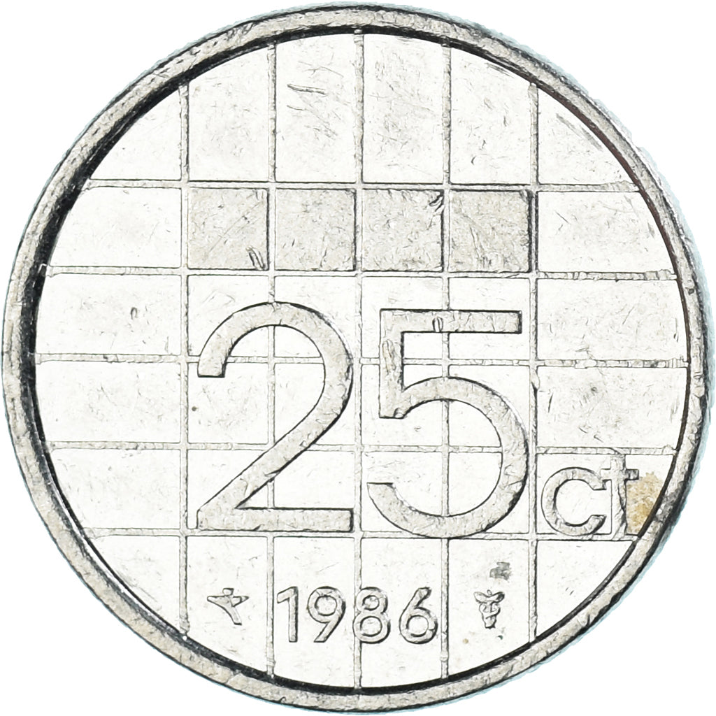 Moneda, Países Bajos, 25 Cents, 1986