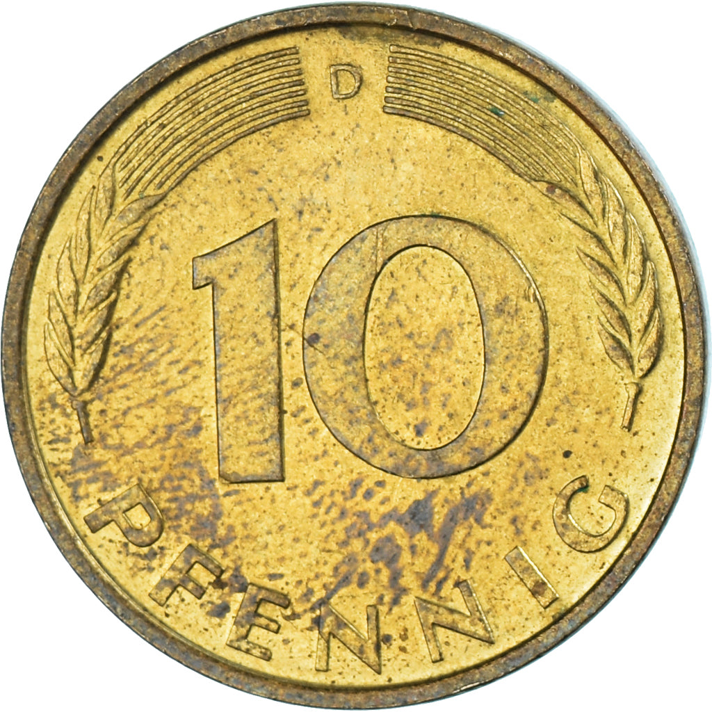 Moeda, Alemanha, 10 Pfennig, 1985