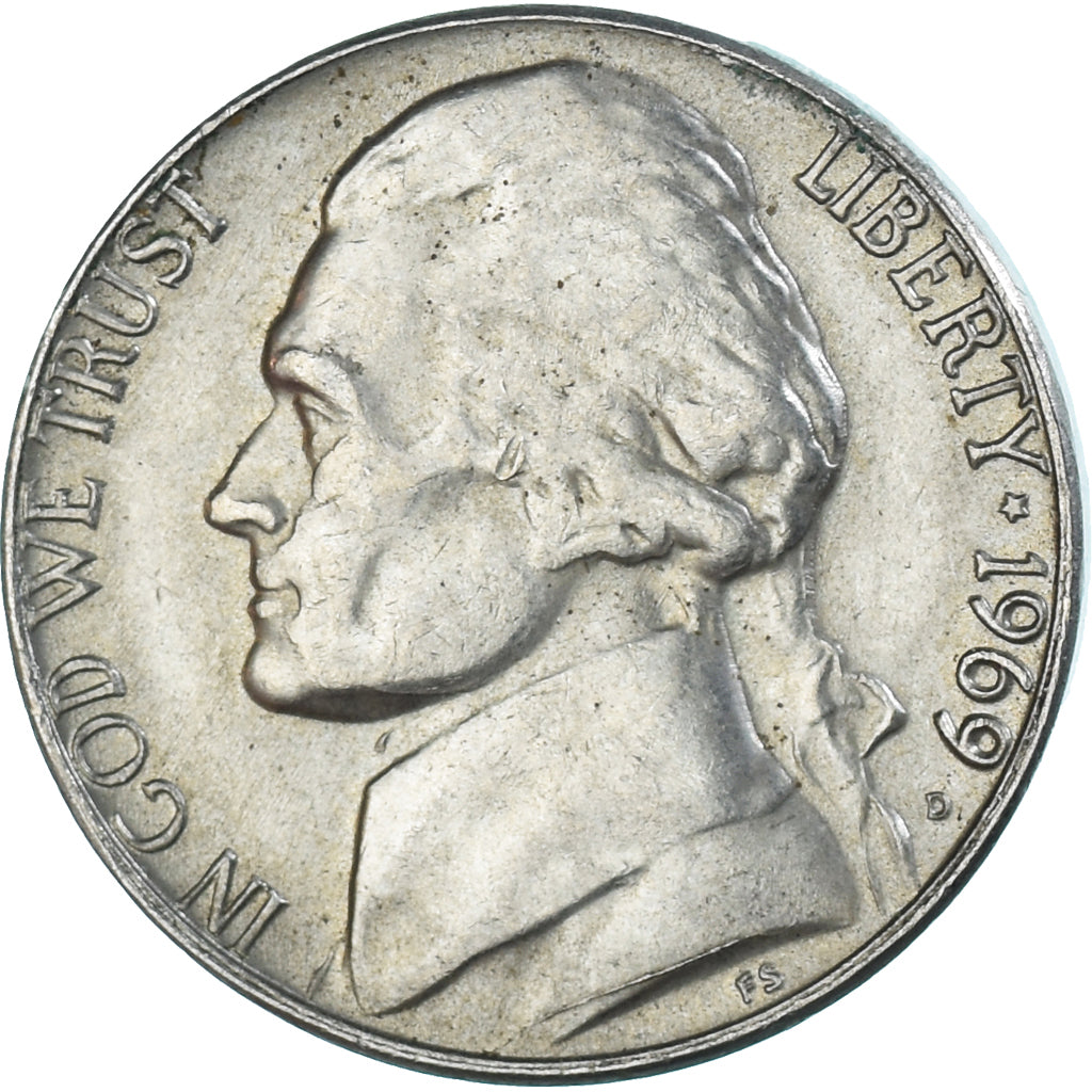 Coin, United States, 5 Cents, 1969