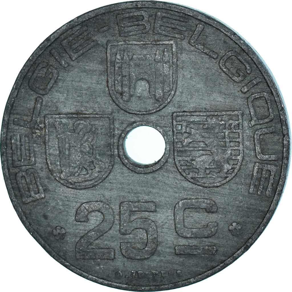 Münze, Belgien, 25 Centimes, 1943