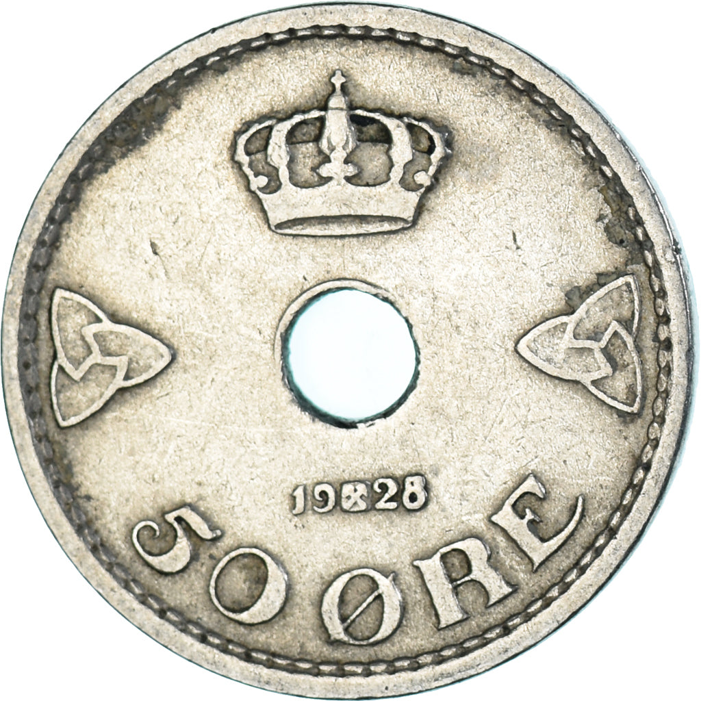 Moneta, Norvegia, 50 Öre, 1928