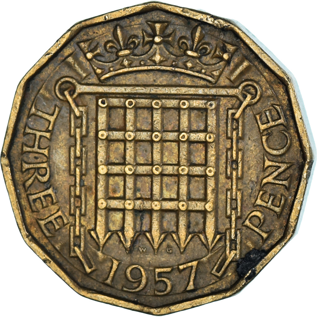 Monnaie, Grande-Bretagne, 3 Pence, 1957