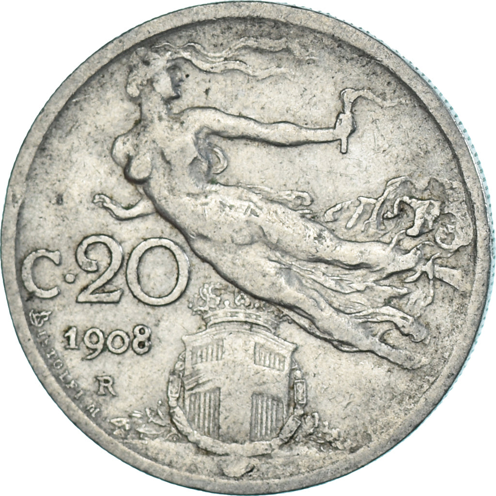 Munten, Italië, 20 Centesimi, 1908