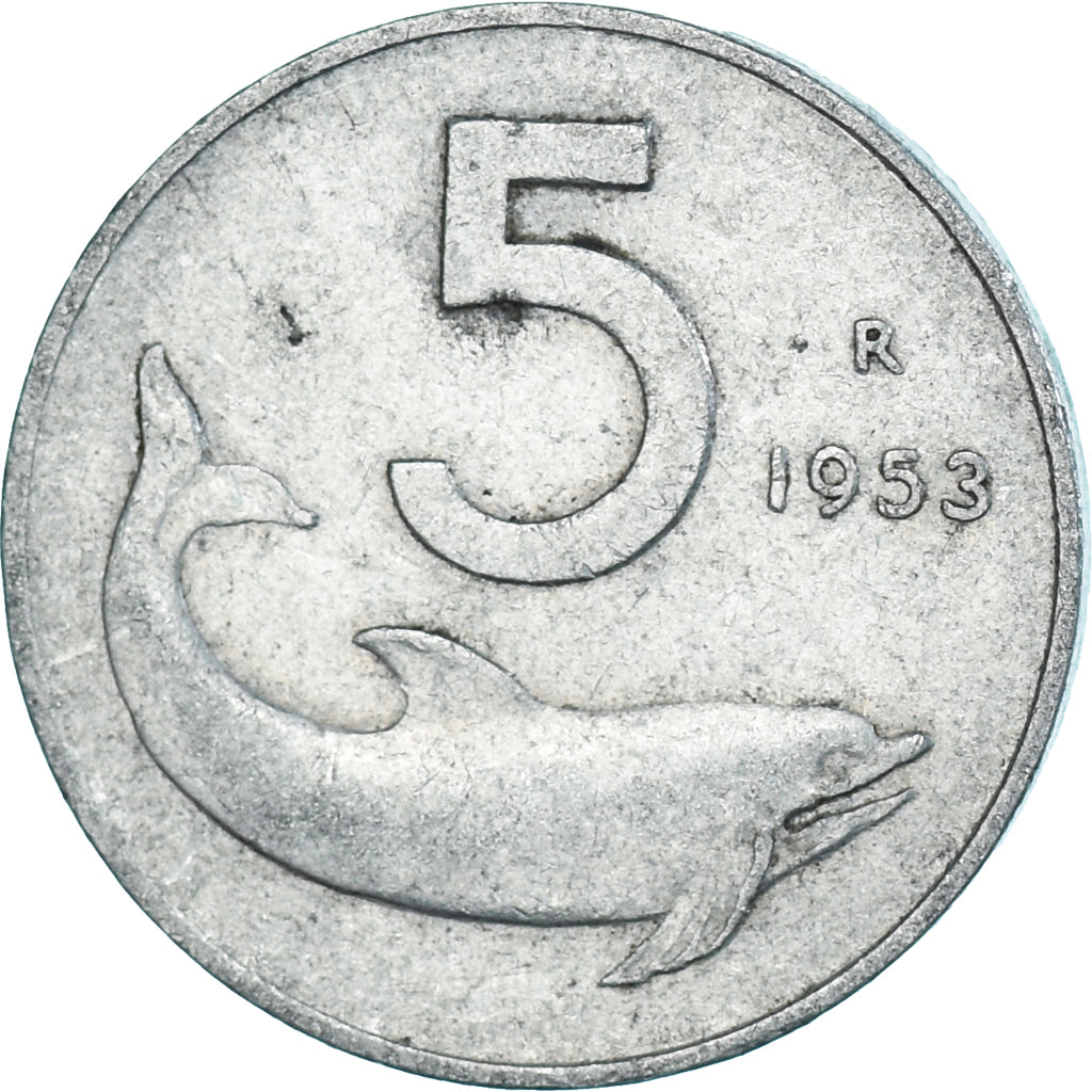 Moeda, Itália, 5 Lire, 1953