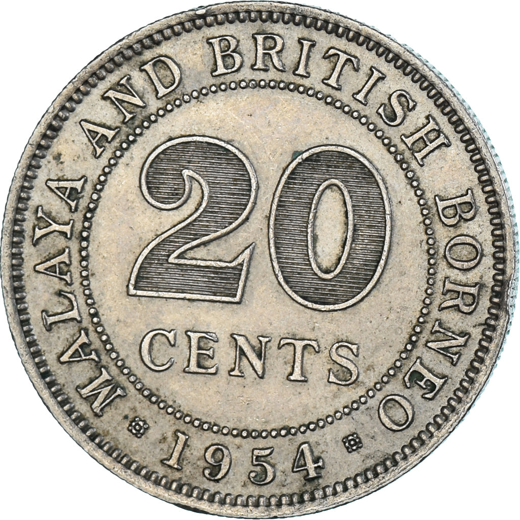 Monnaie, Malaisie, 20 Cents, 1954