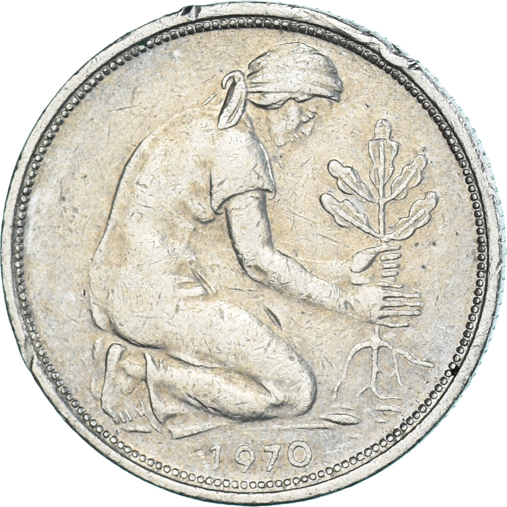 Moeda, Alemanha, 50 Pfennig, 1970