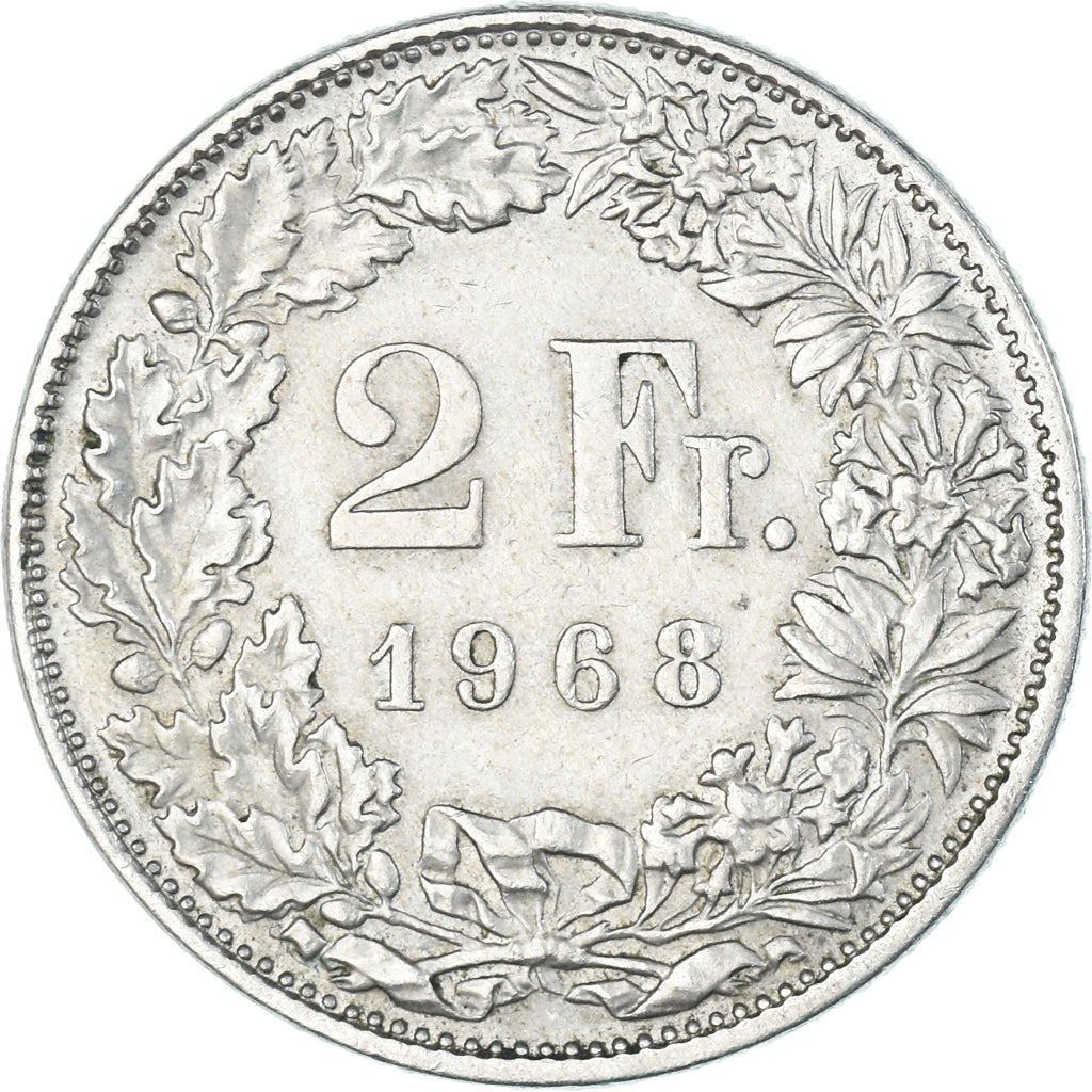 Moneda, Suiza, 2 Francs, 1968