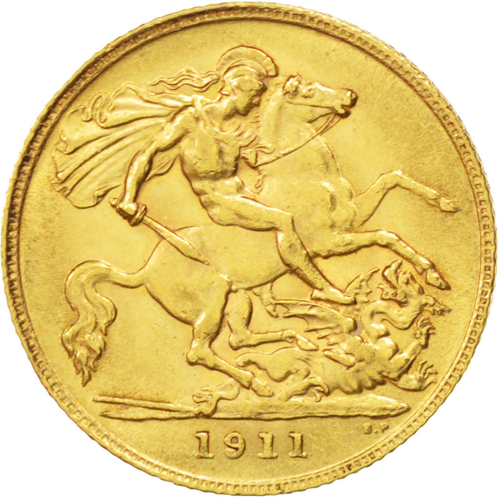 Grande Bretagne, Georges V, 1/2 Souverain 1911, KM 819