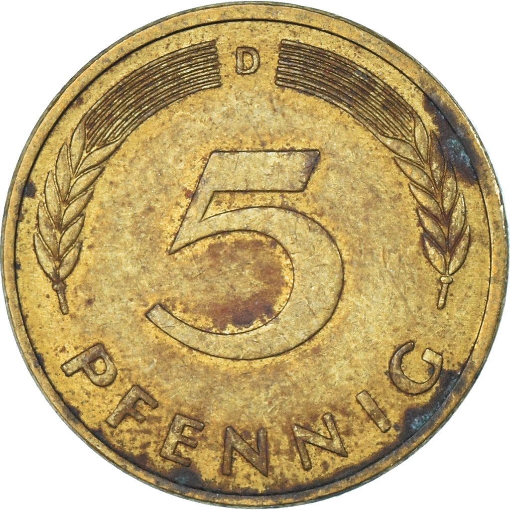 Moeda, Alemanha, 5 Pfennig, 1982