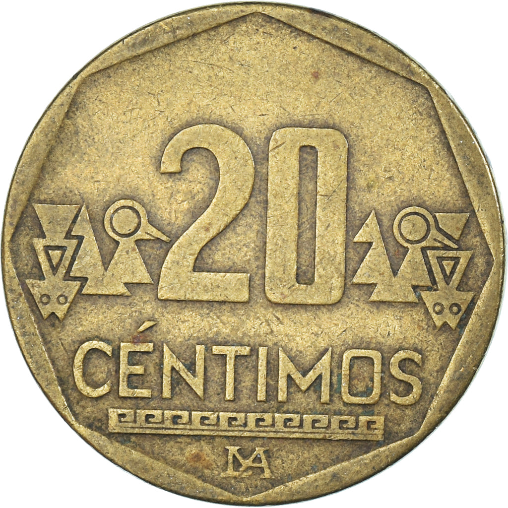 Moeda, Peru, 20 Centimos, 2001