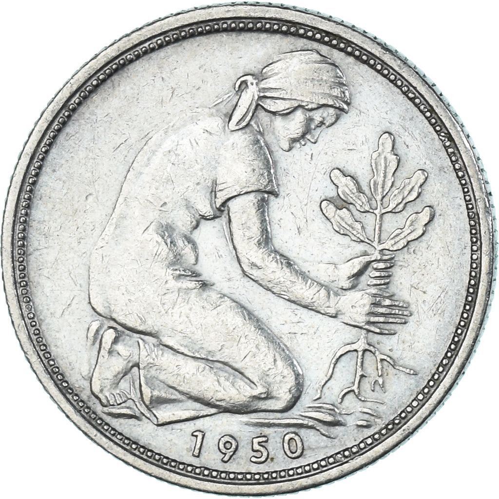 Moneda, Alemania, 50 Pfennig, 1950