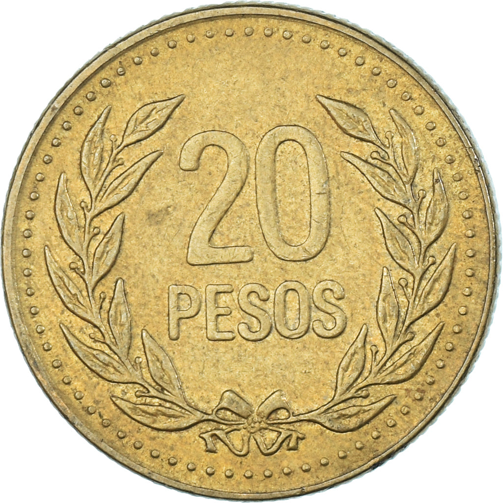 Moneta, Colombia, 20 Pesos, 1992