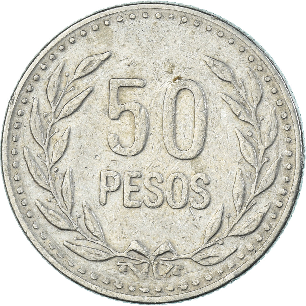 Moneta, Colombia, 50 Pesos, 1990