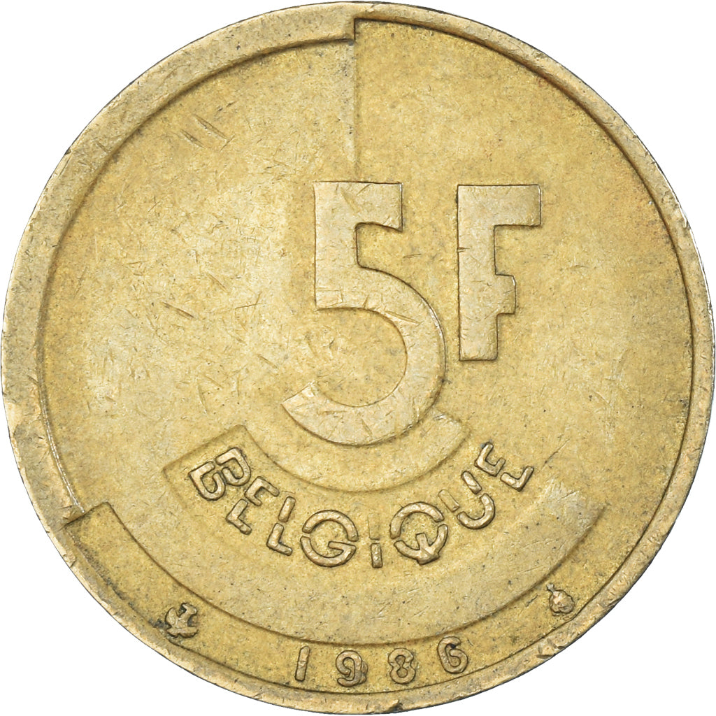 Münze, Belgien, 5 Francs, 5 Frank, 1986