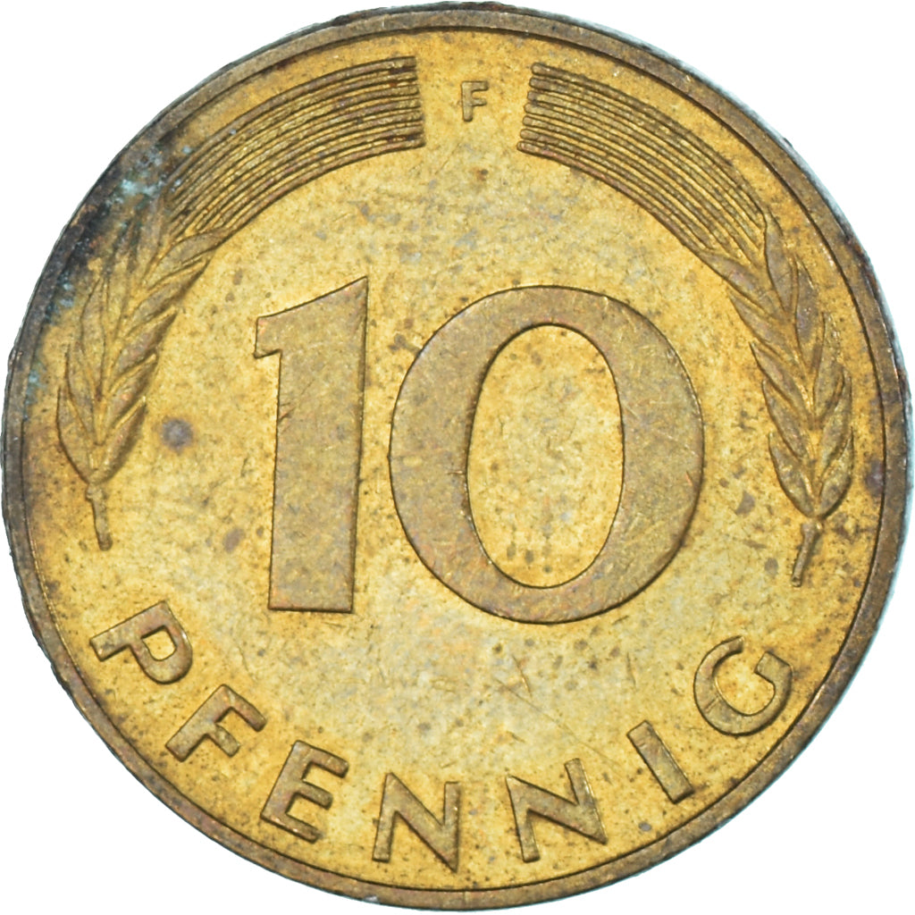 Moeda, Alemanha, 10 Pfennig, 1990