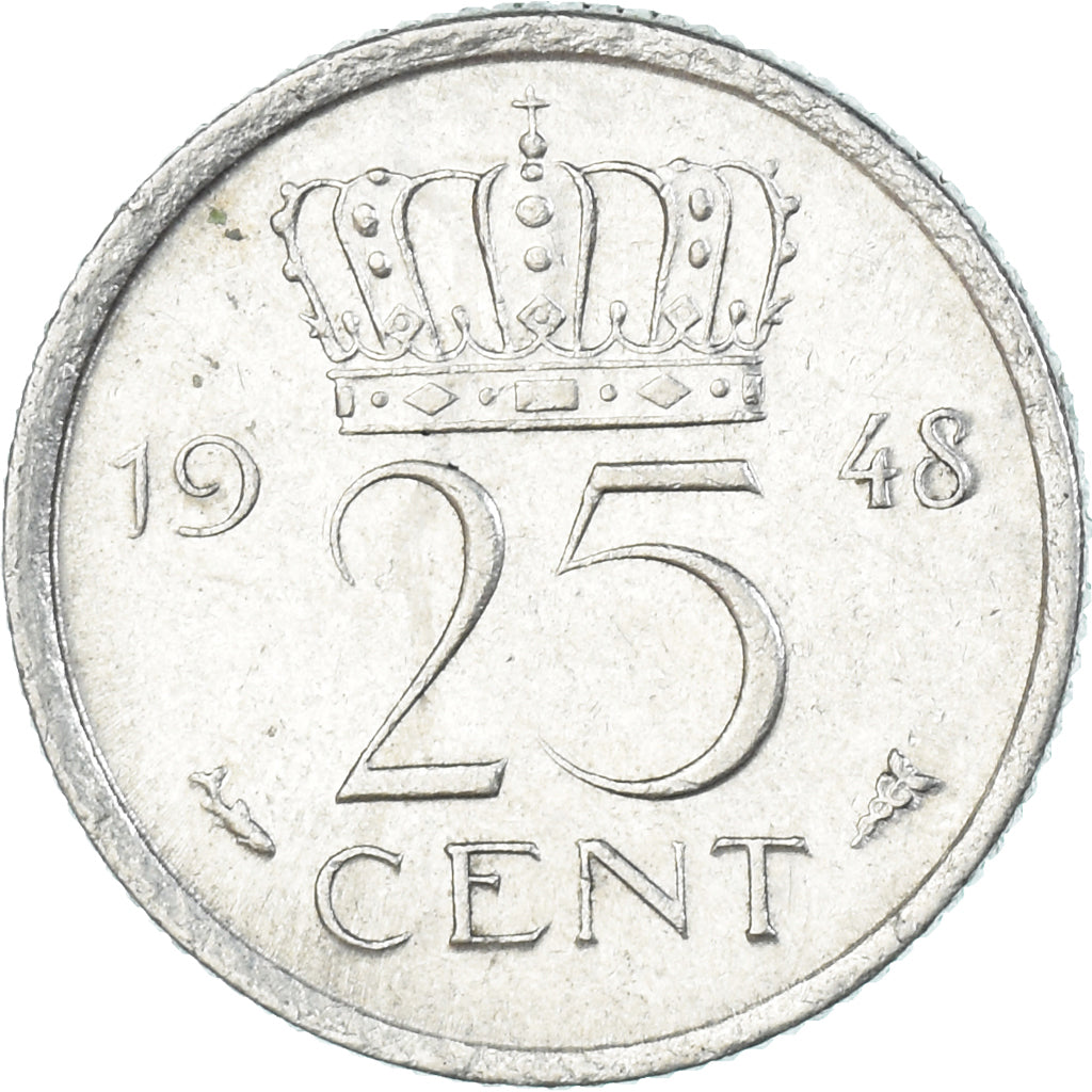 Moeda, Países Baixos, 25 Cents, 1948