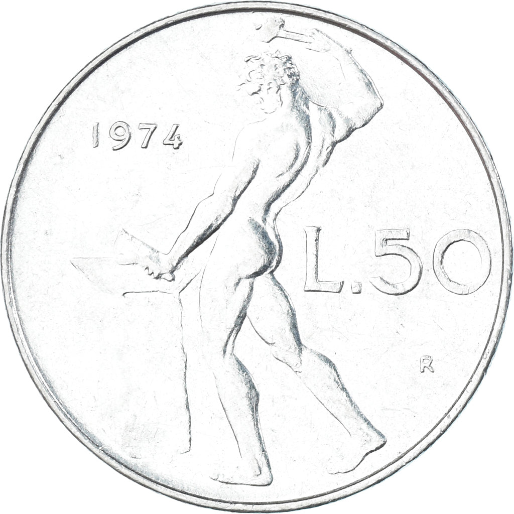Münze, Italien, 50 Lire, 1974