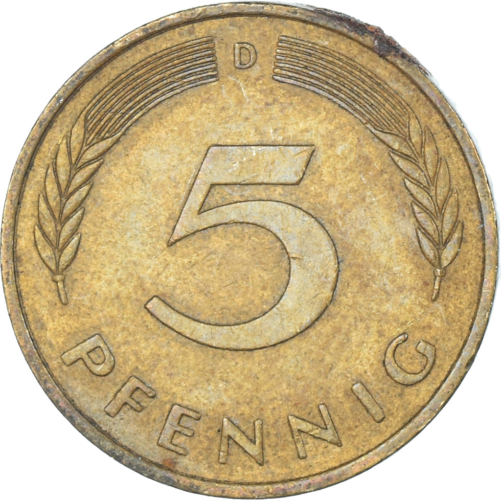 Moeda, Alemanha, 5 Pfennig, 1989